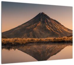 Mivali Tablou pe sticlă oglindirea muntelui Taranaki, Noua Zeelanda, dintr-o bucată 70x50 cm pe sticlă (V021545V7050GD)