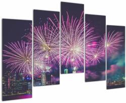 Mivali Tablou cuoraș nocturn cu artificii, din cinci bucăți 125x90 cm (V020363V12590)
