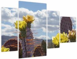 Mivali Tablou cu floarea de cactus Opunție (cu ceas), din patru bucăți 110x75 cm cu ceas (V021553V11075C)