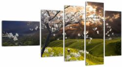 Mivali Tablou - Peisaj cu pomul înflorit, din cinci bucăți 110x60 cm (V023369V11060)