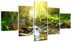 Mivali Tablou cu râul în pădurea verde, din cinci bucăți 125x70 cm (V020942V12570)