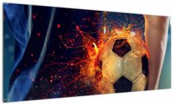 Mivali Tablou - Minge de fotbal în flăcări, dintr-o bucată 100x40 cm (V022850V10040)