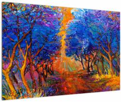 Mivali Tablou - Coroane de copac de toamnă, impresionism modern, dintr-o bucată 90x60 cm (V023407V9060)
