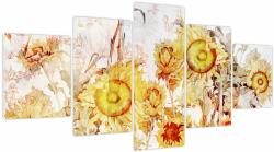 Mivali Tablou - Floarea-soarelui, pictură, din cinci bucăți 150x80 cm (V024010V150805PCS)