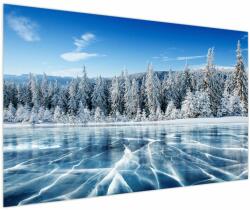 Mivali Tablou cu lacul înghețat și copacii înzăpeziți, dintr-o bucată 150x100 cm (V021299V150100)