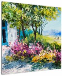 Mivali Tablou - Grădina din fața casei, pictură în ulei, dintr-o bucată 70x70 cm (V023178V7070)