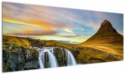 Mivali Tablou cu munții și cascade pe Islanda, dintr-o bucată 145x58 cm (V020702V14558)