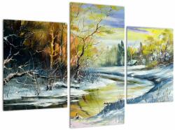 Mivali Tablou - Râu de iarnă, pictură în ulei, din trei bucăți 90x60 cm (V023235V90603PCS)