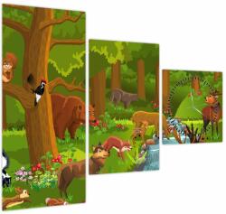 Mivali Tablou pentru copii cu animale (cu ceas), din trei bucăți 90x70 cm cu ceas (V022246V9070C)