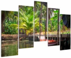 Mivali Tablou - Nava din lemn în canal , Thailand, din cinci bucăți 125x90 cm (V021513V12590)