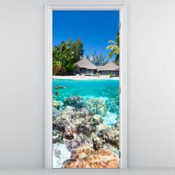 Mivali Fototapet pentru ușă - Plajă pe insulă tropicală (D021187D95205)