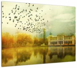 Mivali Tablou pe sticlă peisajului pictat cu sediul, dintr-o bucată 70x50 cm pe sticlă (V021987V7050GD)