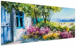 Mivali Tablou - Grădina din fața casei, pictură în ulei, dintr-o bucată 250x125 cm (V023178V250125)