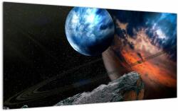 Mivali Tablou pe sticlă planetei în cosmos, dintr-o bucată 100x50 cm pe sticlă (V021362V10050GD)