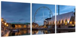Mivali Tablou cu canalul - Göteborg (cu ceas), din trei bucăți 90x30 cm cu ceas (V020853V9030C)