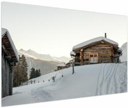 Mivali Tablou - cabana montană în zăpadă, dintr-o bucată 150x100 cm (V020589V150100)