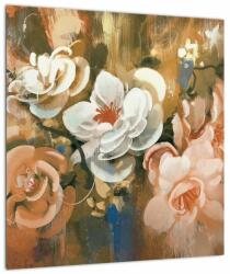 Mivali Tablou pe sticlă - Buchet de flori pictat, dintr-o bucată 40x40 cm pe sticlă (V022001V4040GD)