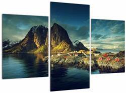 Mivali Tablou cu sat de pescari din Norvegia, din trei bucăți 90x60 cm (V021280V90603PCS)