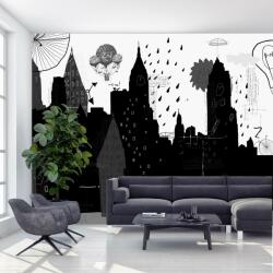 Mivali Fototapet - Oraș cu inscripții și modele, vlies, 490x340 cm (T100612TQ10)