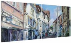 Mivali Tablou - Strada orașului vechi, pictură acrilică, din patru bucăți 160x80 cm (V023371V16080)