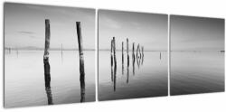 Mivali Tablou cu nivelul de lac alb negru, din trei bucăți 120x40 cm (V022032V12040)