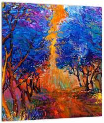 Mivali Tablou - Coroane de copac de toamnă, impresionism modern, dintr-o bucată 30x30 cm (V023407V3030)