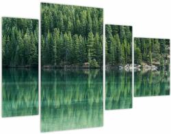Mivali Tablou - Coniferi lângă lac (cu ceas), din patru bucăți 110x75 cm cu ceas (V021328V11075C)