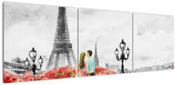 Mivali Tablou îndrăgostiții în Paris, din trei bucăți 150x50 cm (V022029V15050)