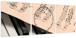 Mivali Tablou cu pian și notele muzicale (cu ceas), din trei bucăți 90x30 cm cu ceas (V020365V9030C)
