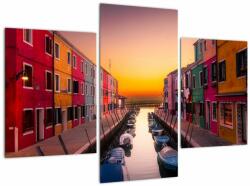 Mivali Tablou - Apus de soare, insula Burano, Veneția, Italia, din trei bucăți 90x60 cm (V022657V90603PCS)