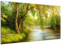 Mivali Tablou - Salcie lângă lac, pictură în ulei, dintr-o bucată 120x70 cm (V023249V12070)