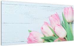 Mivali Tablou pe sticlă - Buchet de lalele, dintr-o bucată 100x50 cm pe sticlă (V022046V10050GD)