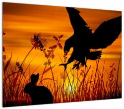 Mivali Tablou pe sticlă cu silueta prădătorului, dintr-o bucată 70x50 cm pe sticlă (V020044V7050GD)