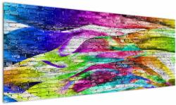 Mivali Tablou - Zid de cărămidă cu flăcări colorate, dintr-o bucată 145x58 cm (V023472V14558)
