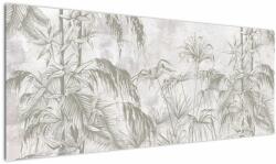 Mivali Tablou - Plante tropicale pe perete gri, dintr-o bucată 145x58 cm (V022878V14558)