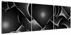 Mivali Tablou cu inimile alb - negre, din trei bucăți 150x50 cm (V021364V15050)