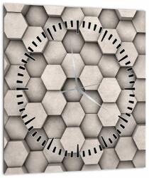 Mivali Tablou - Hexagoane design beton (cu ceas), dintr-o bucată 30x30 cm cu ceas (V023125V3030C)