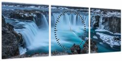 Mivali Tablou - Priveliște la cascade (cu ceas), din trei bucăți 90x30 cm cu ceas (V022555V9030C)