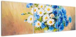 Mivali Tablou pictat cu vaza și flori, din trei bucăți 150x50 cm (V022252V15050)