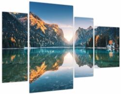 Mivali Tablou - Lacul montan (cu ceas), din patru bucăți 110x75 cm cu ceas (V022151V11075C)