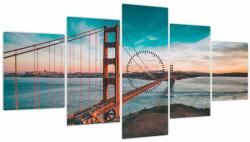 Mivali Tablou - Golden Gate, San Francisco (cu ceas), din cinci bucăți 150x80 cm cu ceas (V021332V15080C)