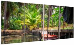 Mivali Tablou - Nava din lemn în canal , Thailand, din patru bucăți 160x80 cm (V021513V16080)