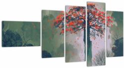 Mivali Tablou - Copacul roșu singuratic, din cinci bucăți 110x60 cm (V023218V11060)
