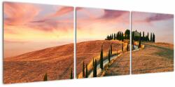 Mivali Tablou - Casa pe deal Toscana, Italia, din trei bucăți 120x40 cm (V022506V12040)