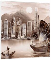 Mivali Tablou - Victoria Harbour, Hong Kong, efect sepia, dintr-o bucată 30x30 cm (V023101V3030)