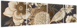 Mivali Tablou - Flori aurii pe fundal întunecat, din patru bucăți 160x40 cm (V023610V16040)