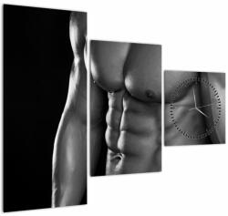 Mivali Tablou - Imaginea corpului masculin, alb-negru (cu ceas), din trei bucăți 90x70 cm cu ceas (V023386V9070C)