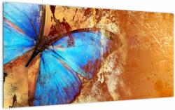 Mivali Tablou pe sticlă - Fluture albastru, dintr-o bucată 100x50 cm pe sticlă (V022831V10050GD)
