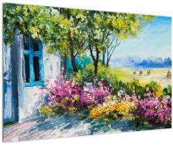 Mivali Tablou - Grădina din fața casei, pictură în ulei, dintr-o bucată 90x60 cm (V023178V9060)