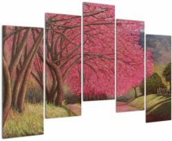 Mivali Tablou cu copaci înfloriți, din cinci bucăți 125x90 cm (V022260V12590)